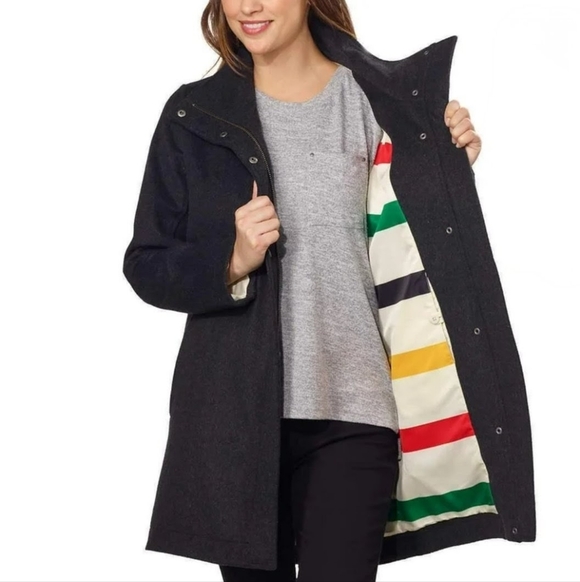 Pendleton Cascade Wool Blend Water-Resistant Hudson Bay Lined Coat Small   F250 - Picture 7 of 10